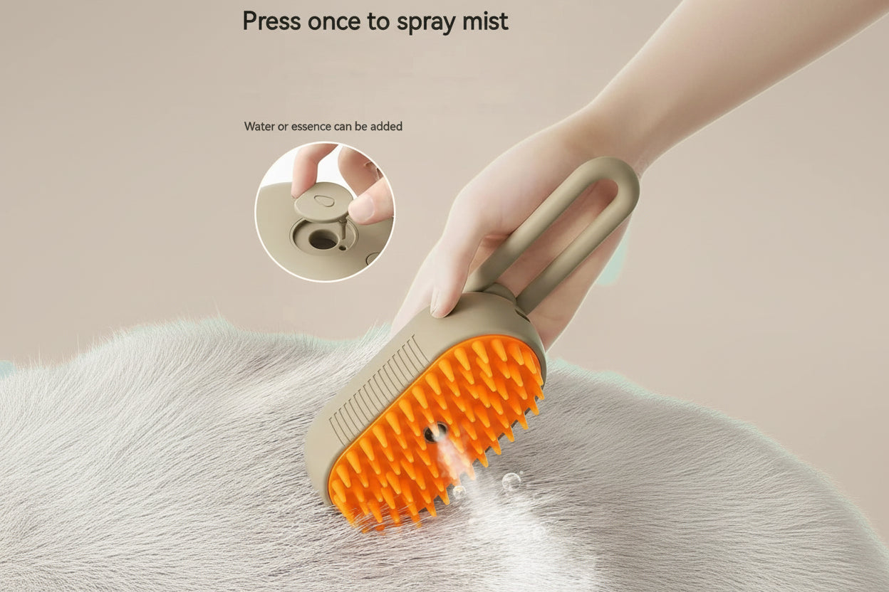 3-in-1 Pet Steam Brush – Fur Remover & Massager for Cats & Dogs