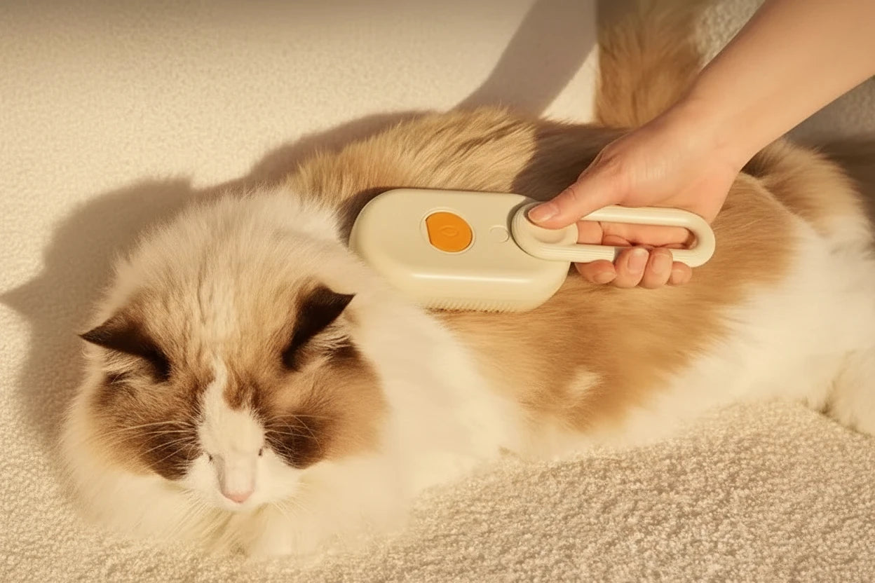 3-in-1 Pet Steam Brush – Fur Remover & Massager for Cats & Dogs